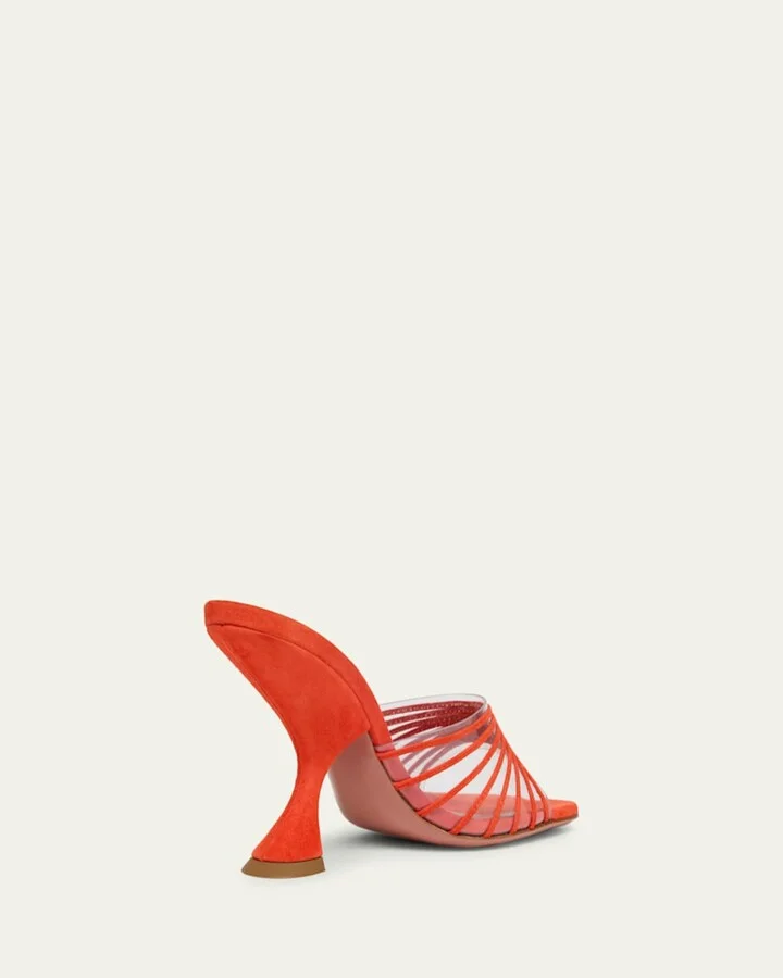Mookie Suede PVC Comma-Heel Mules - Image 7