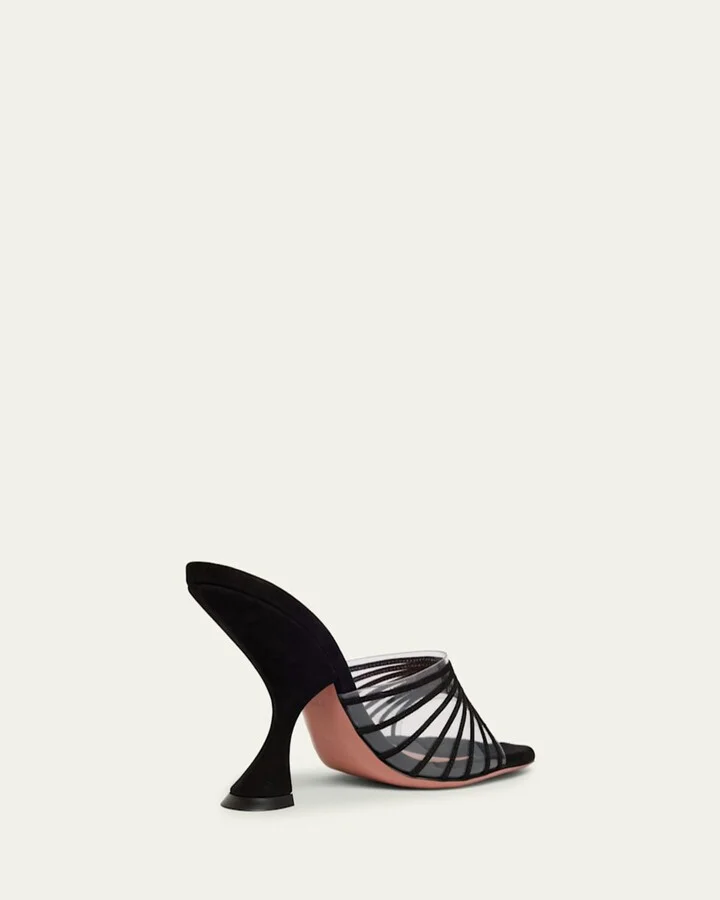 Mookie Suede PVC Comma-Heel Mules - Image 6
