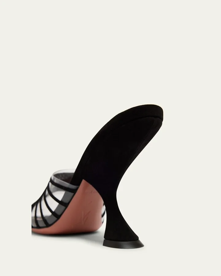 Mookie Suede PVC Comma-Heel Mules - Image 9