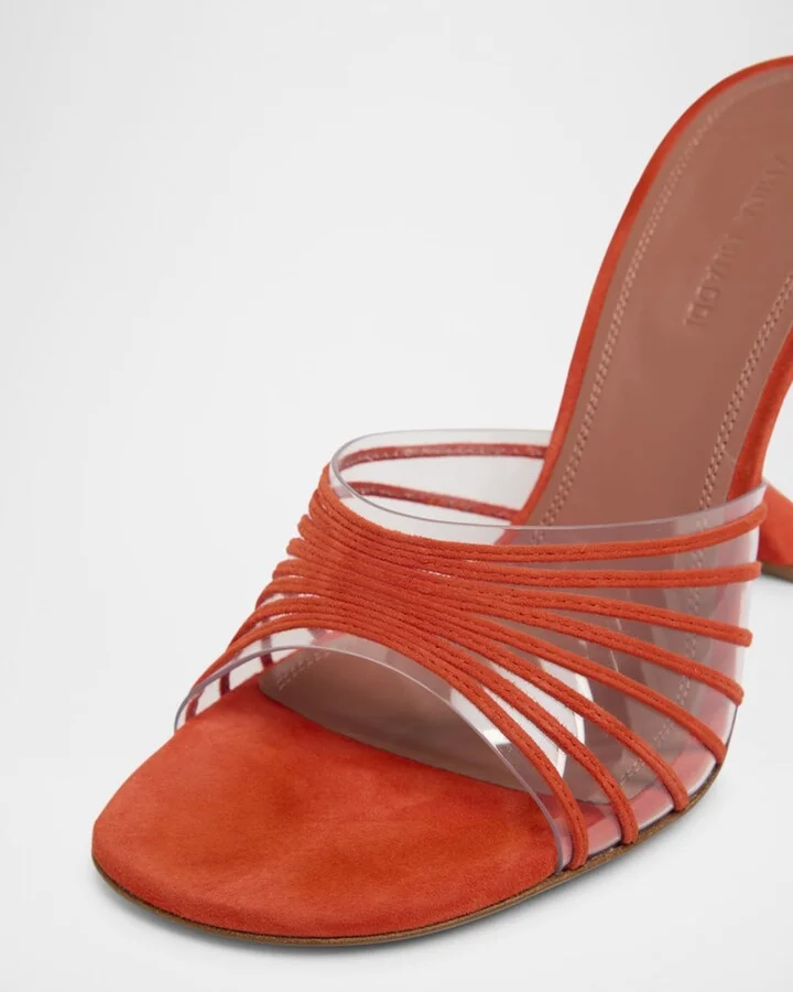 Mookie Suede PVC Comma-Heel Mules - Image 2