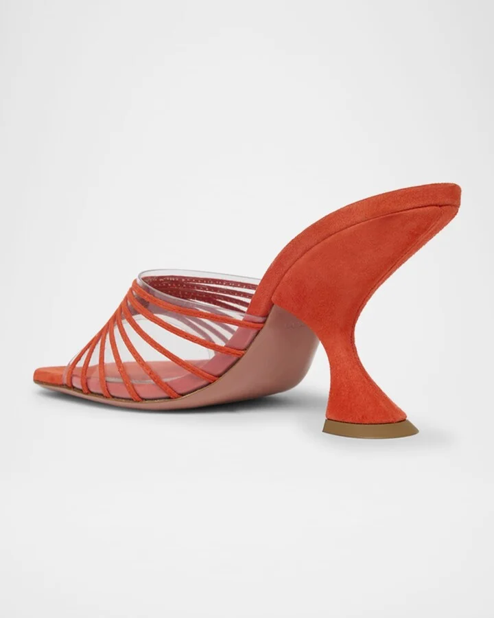 Mookie Suede PVC Comma-Heel Mules - Image 4