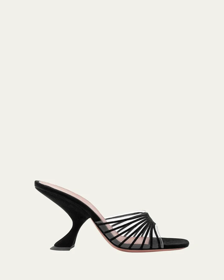 Mookie Suede PVC Comma-Heel Mules