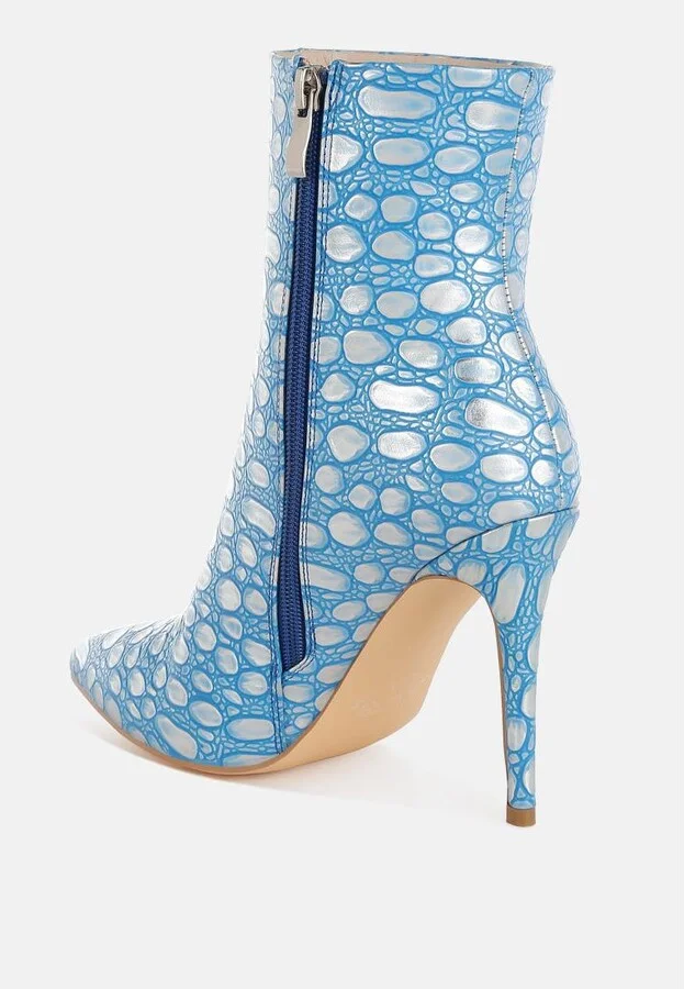 Moolah Embossed Stiletto Heel Ankle Boots - Image 3