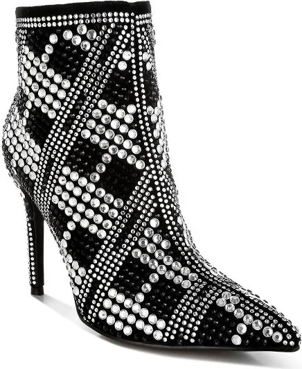 Moolah Embossed Stiletto Heel Ankle Boots Women - Image 3