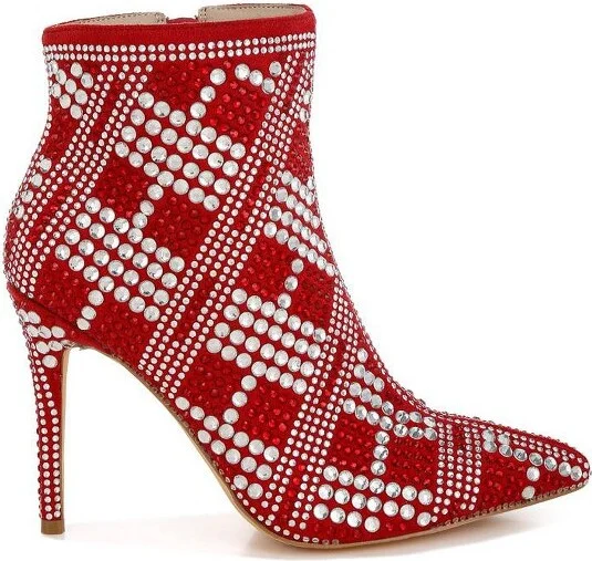 Moolah Embossed Stiletto Heel Ankle Boots Women