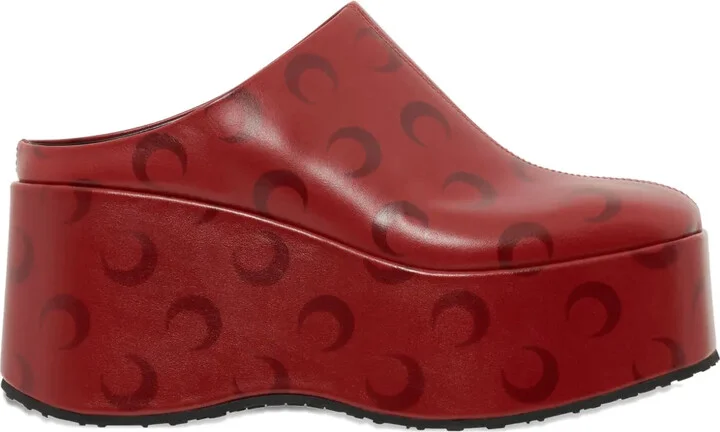 Moon-airbrushed platform mules