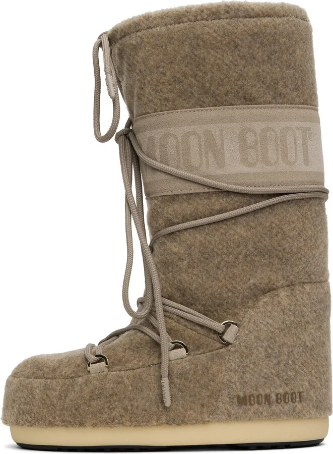 Moon Boot Beige Icon Felt Tall Boots - Image 3