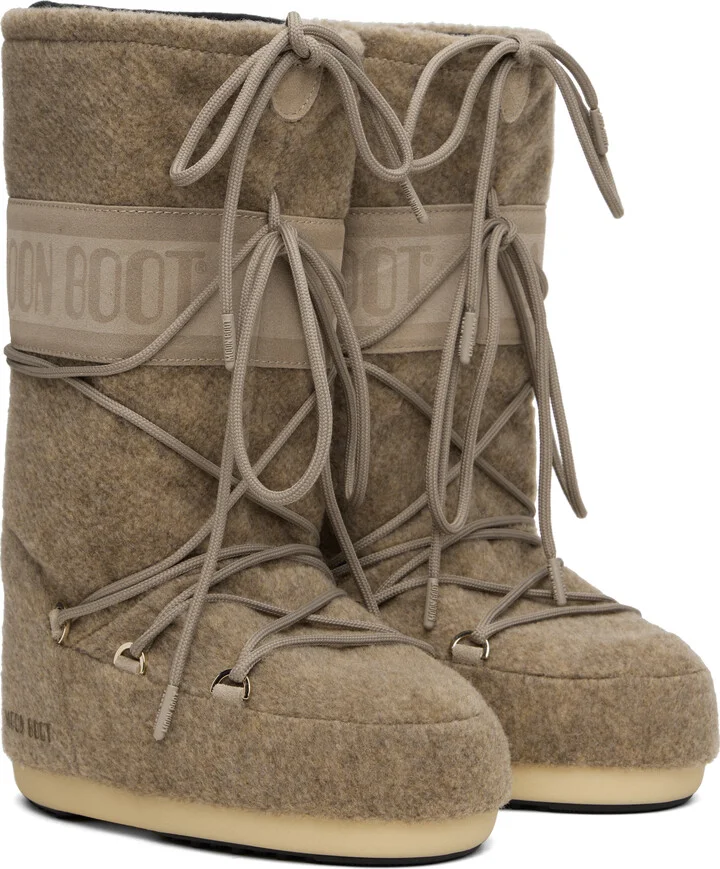 Moon Boot Beige Icon Felt Tall Boots - Image 4