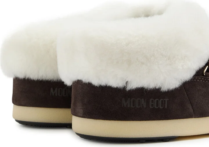 Moon Boot Evx Padded Suede Beads Mules Dark Brown/natural UK4 - Image 4