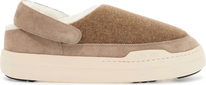 MOON BOOT felt and suede park clogs