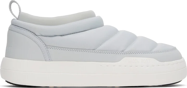 Moon Boot Gray & White Park Soft Nylon Loafers