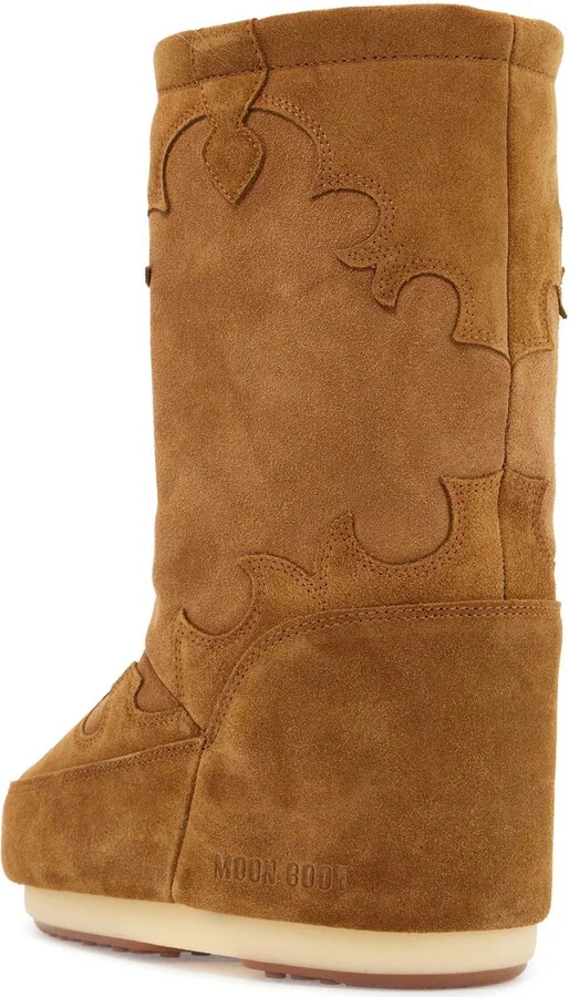 MOON BOOT high suede boots in cognac with wedge embroidery - Image 2