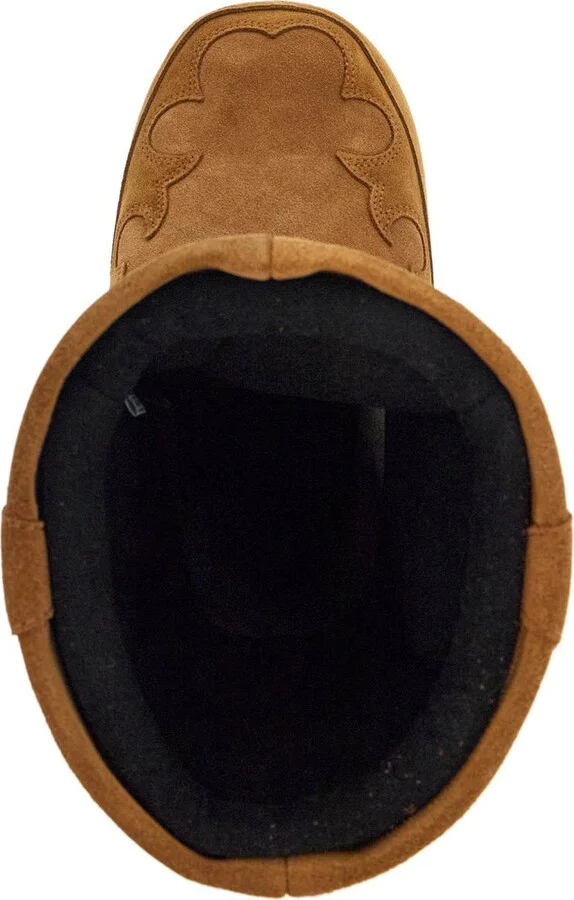 MOON BOOT high suede boots in cognac with wedge embroidery - Image 3
