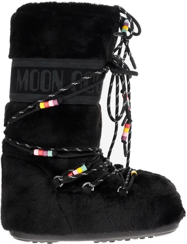 Moon Boot Icon Bead Embellished Round Toe Boots