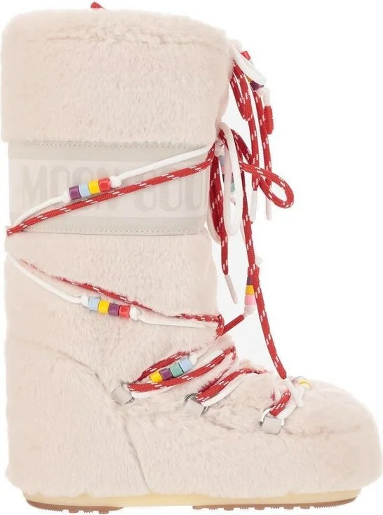 Moon Boot Icon Bead Embellished Round Toe Boots