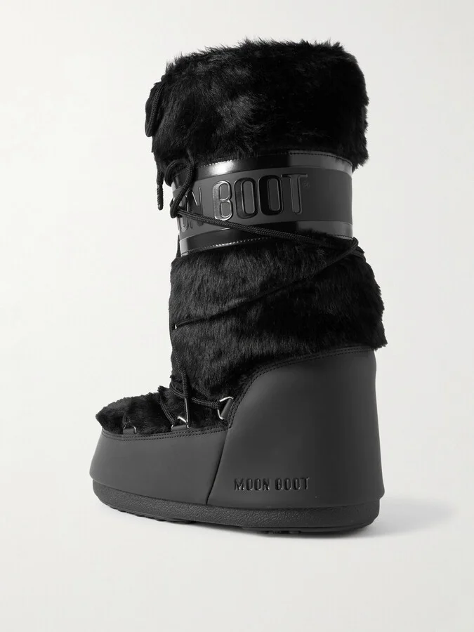 Moon Boot - Icon Faux Fur And Faux Leather Snow Boots - Black - Image 3