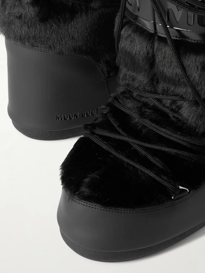 Moon Boot - Icon Faux Fur And Faux Leather Snow Boots - Black - Image 4