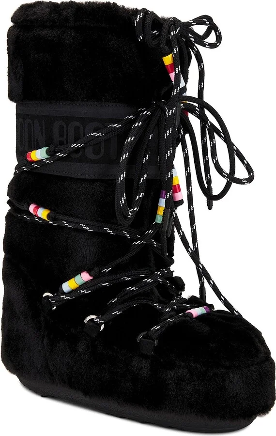 MOON BOOT Icon Faux Fur Beads in Black - Image 2