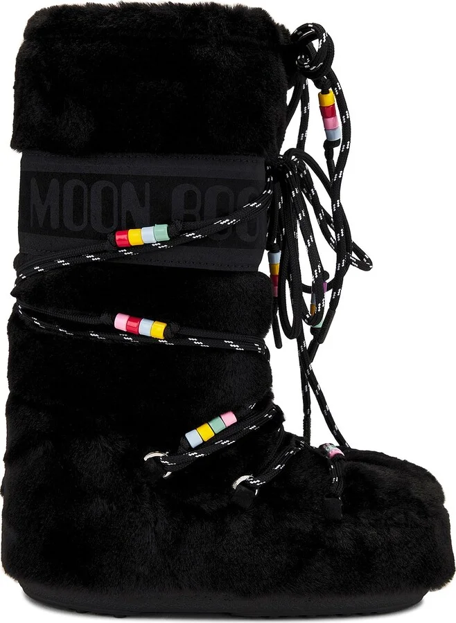 MOON BOOT Icon Faux Fur Beads in Black