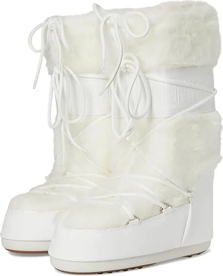 MOON BOOT Icon Faux Fur Boots Optical White : EU 39-41 (US Men's 7-8.5 - Women's 8-9.5) Medium, Synthetic