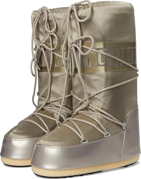 MOON BOOT Icon Glance Boots Platinum : EU 39-41 (US Men's 7-8.5 - Women's 8-9.5) Medium, Nylon