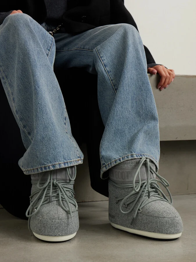 Moon Boot - Icon Low Felt And Suede Snow Boots - Gray - Image 2