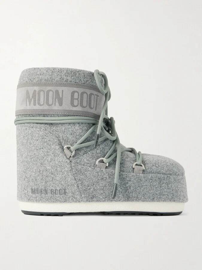 Moon Boot - Icon Low Felt And Suede Snow Boots - Gray