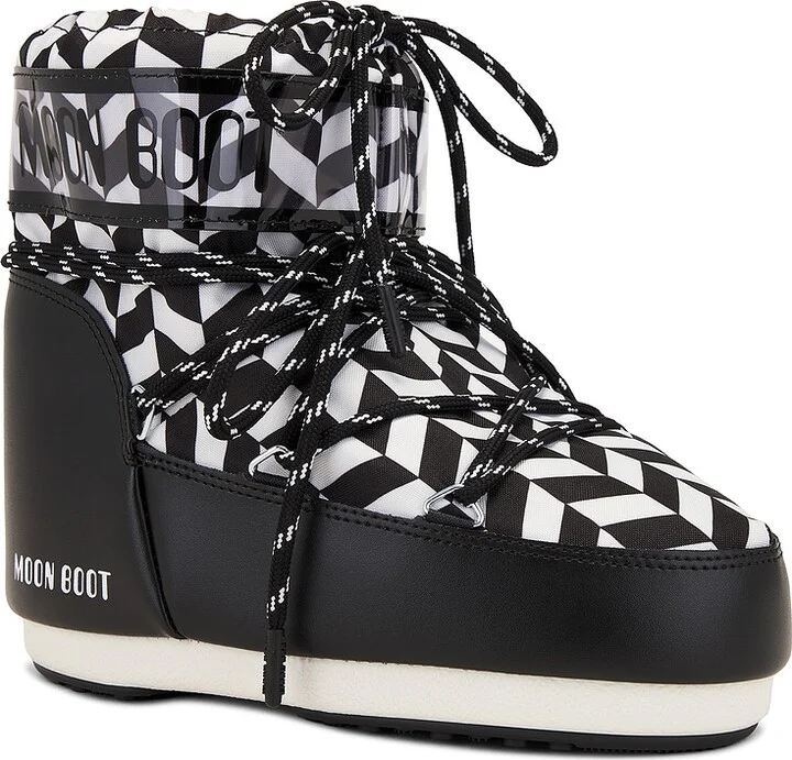 MOON BOOT Icon Low Optical Boot in Black,White - Image 2