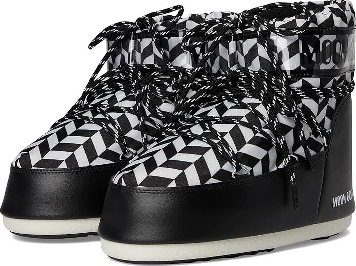 MOON BOOT Icon Low Optical Boots Black/White : EU 39-41 (US Men's 7-8.5 - Women's 8-9.5) Medium, Polyester