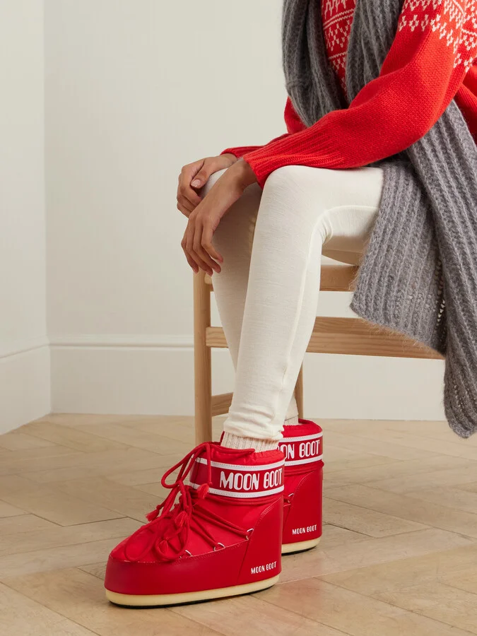 Moon Boot - Icon Low Shell And Faux Leather Snow Boots - Red - Image 2