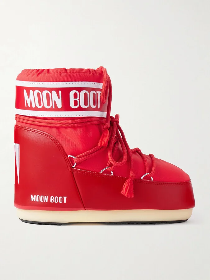 Moon Boot - Icon Low Shell And Faux Leather Snow Boots - Red