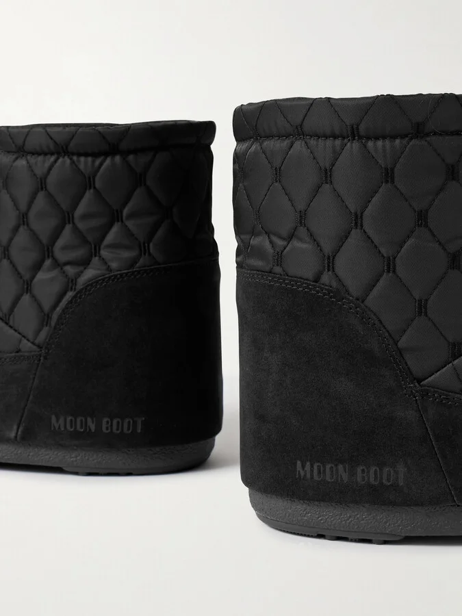 Moon Boot - Icon Low Suede-trimmed Quilted Shell Snow Boots - Black - Image 4