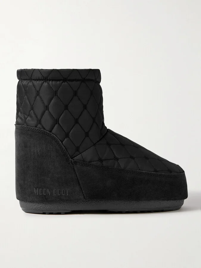 Moon Boot - Icon Low Suede-trimmed Quilted Shell Snow Boots - Black