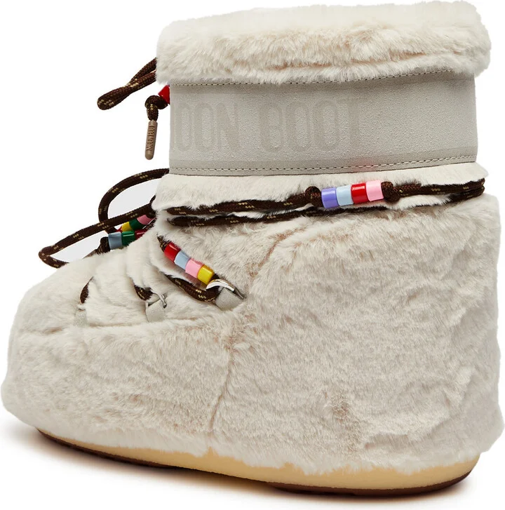 Moon Boot Icon Padded Faux fur Snow Boots Cream UK9 - Image 2