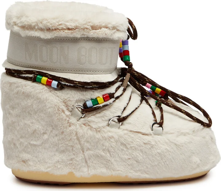 Moon Boot Icon Padded Faux fur Snow Boots Cream UK9