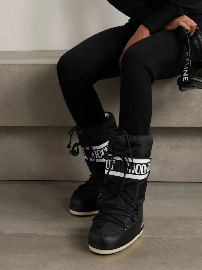 Moon Boot - Icon Shell And Faux Leather Snow Boots - Black - Image 2