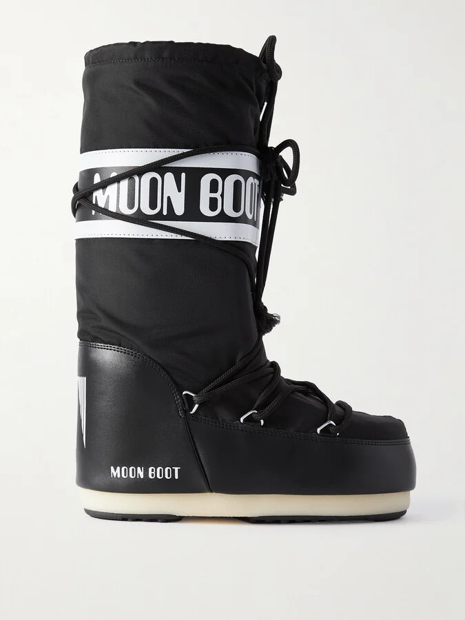 Moon Boot - Icon Shell And Faux Leather Snow Boots - Black
