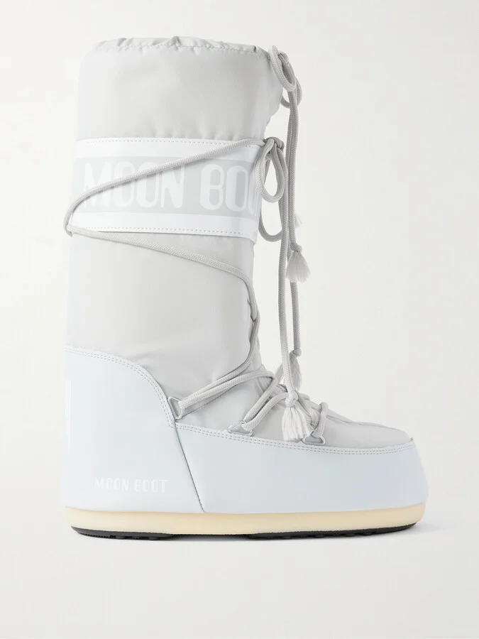 Moon Boot - Icon Shell And Faux Leather Snow Boots - Gray