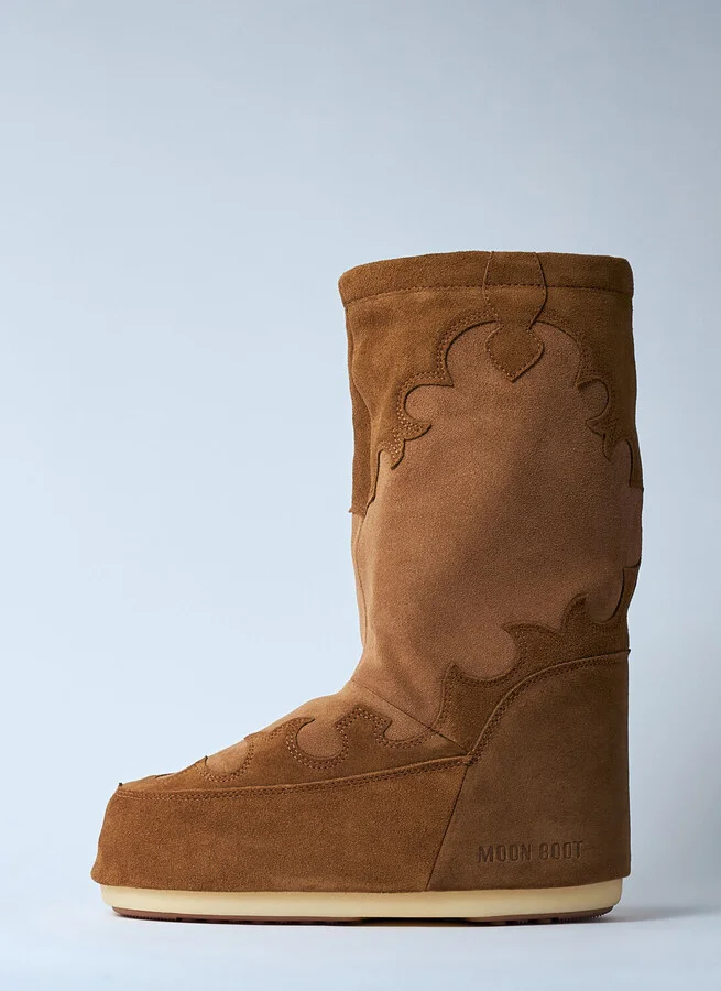 Moon Boot Icon Suede Embroidery Boots - Boots Brown Eu 42 - 44 - Image 4