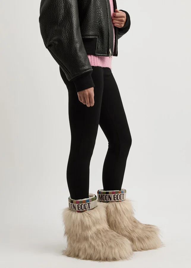 Moon Boot Icon Yeti Faux-fur Snow Boots Beige UK9 - Image 5