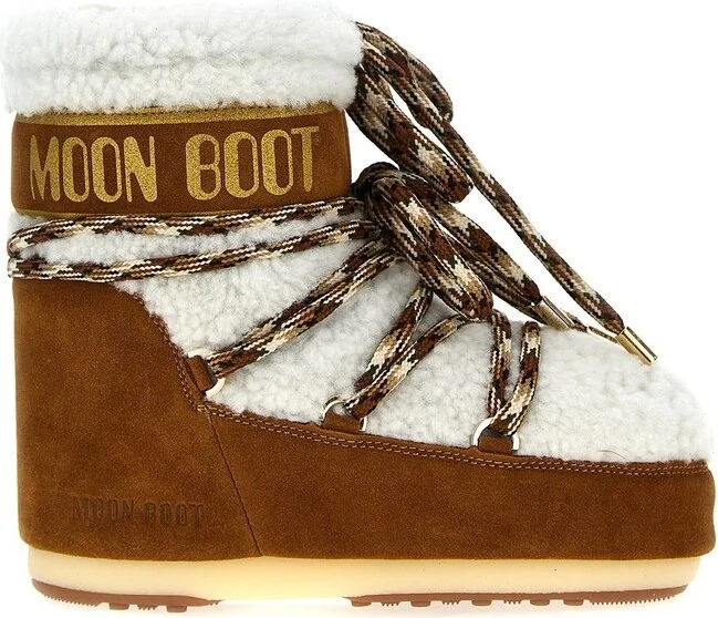 Moon Boot Logo Printed Shearling Lace-Up Boots