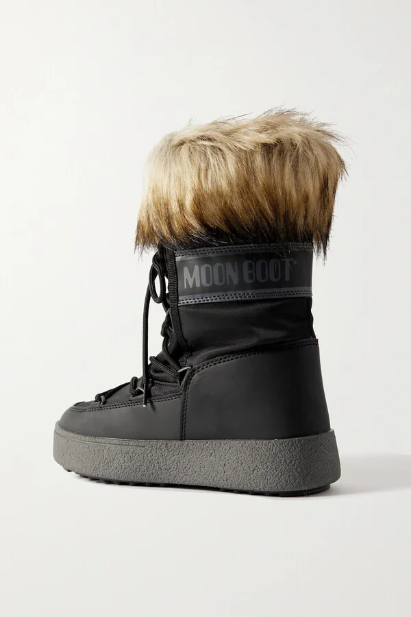 Moon Boot - Ltrack Monaco Faux Fur-trimmed Shell And Faux Leather Snow Boots - Black - Image 3
