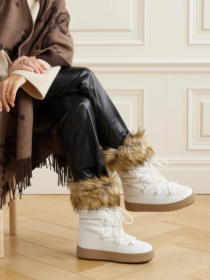 Moon Boot - Ltrack Monaco Faux Fur-trimmed Shell And Faux Leather Snow Boots - White - Image 2