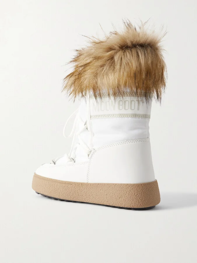 Moon Boot - Ltrack Monaco Faux Fur-trimmed Shell And Faux Leather Snow Boots - White - Image 3