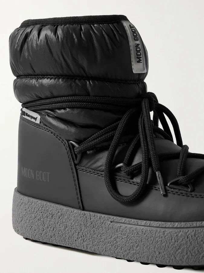 Moon Boot - Ltrack Quilted Shell And Faux Leather Snow Boots - Black - Image 4