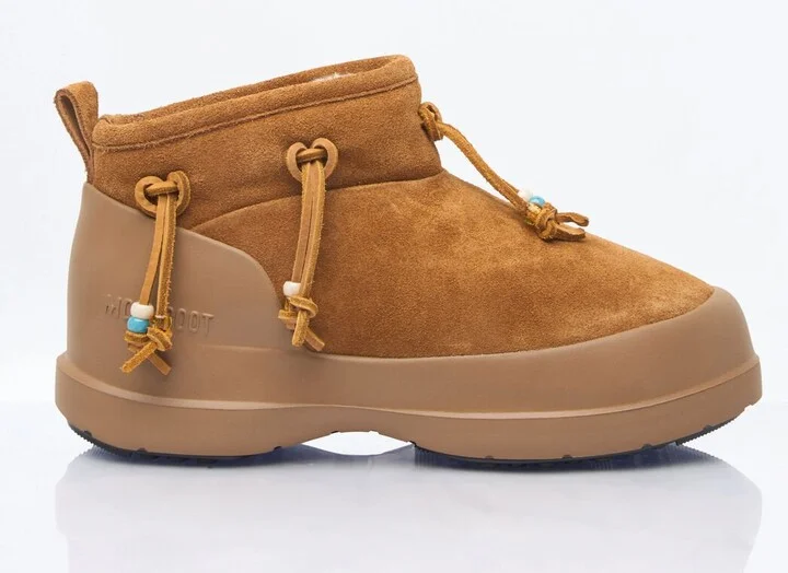 Moon Boot Luna Low Beads Suede Boots - Woman Boots Brown Eu - 38