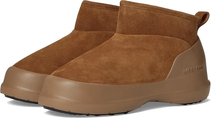 MOON BOOT Luna Low Boot Suede Boots Cognac : EU 38 (US Men's 6 - Women's 7) Medium, Rubber/Suede