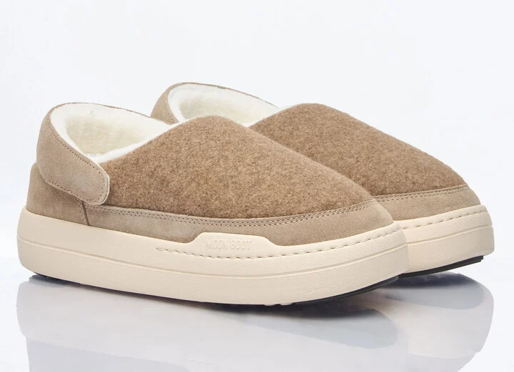 Moon Boot Park Felt Clogs - Woman Slip Ons Beige Eu - 36 - Image 3