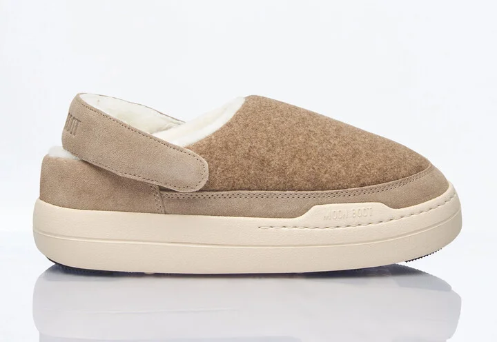 Moon Boot Park Felt Clogs - Woman Slip Ons Beige Eu - 36