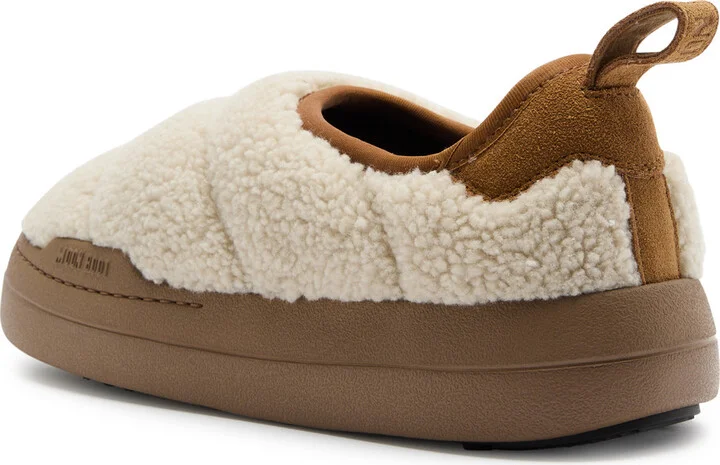 Moon Boot Park Padded Quilted Fleece Mules Ecru UK4 - Image 2